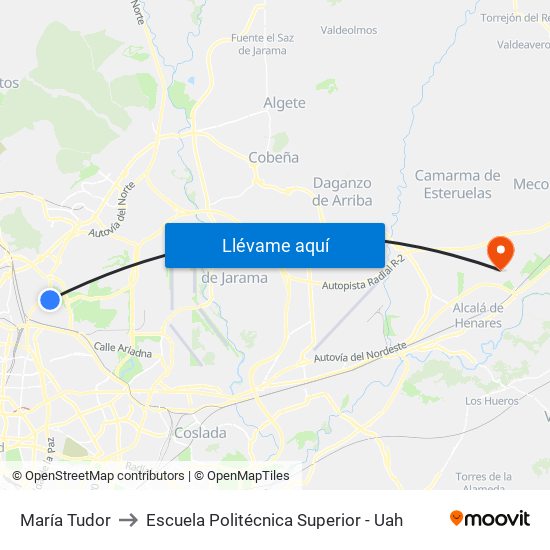 María Tudor to Escuela Politécnica Superior - Uah map