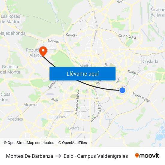 Montes De Barbanza to Esic - Campus Valdenigrales map