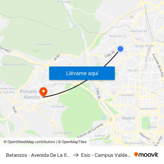 Betanzos - Avenida De La Ilustración to Esic - Campus Valdenigrales map