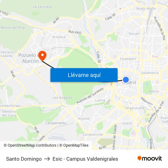 Santo Domingo to Esic - Campus Valdenigrales map