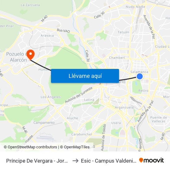 Príncipe De Vergara - Jorge Juan to Esic - Campus Valdenigrales map