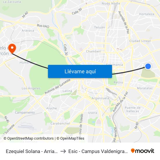 Ezequiel Solana - Arriaga to Esic - Campus Valdenigrales map