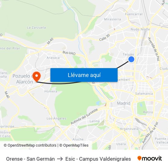 Orense - San Germán to Esic - Campus Valdenigrales map