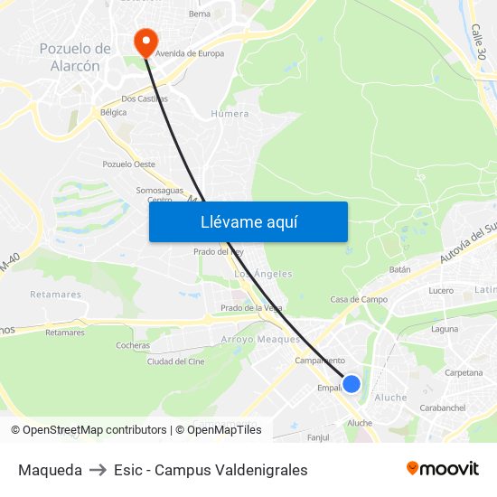 Maqueda to Esic - Campus Valdenigrales map