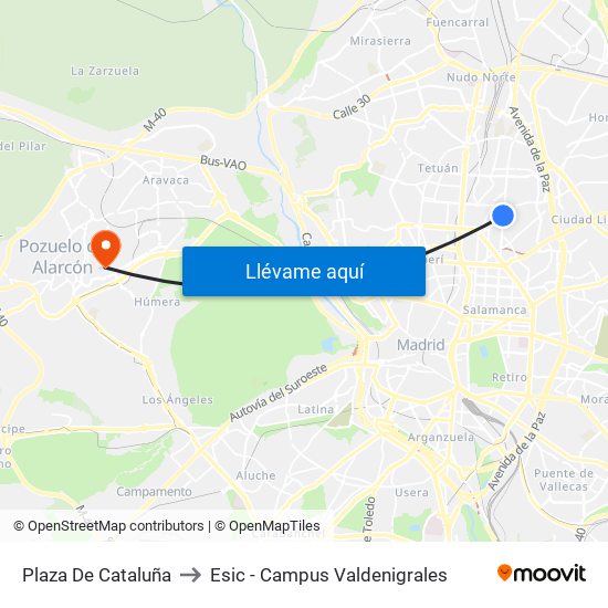 Plaza De Cataluña to Esic - Campus Valdenigrales map