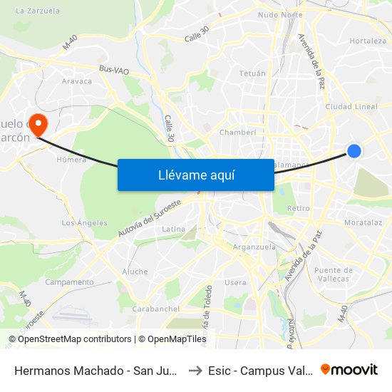 Hermanos Machado - San Juan De La Cuesta to Esic - Campus Valdenigrales map