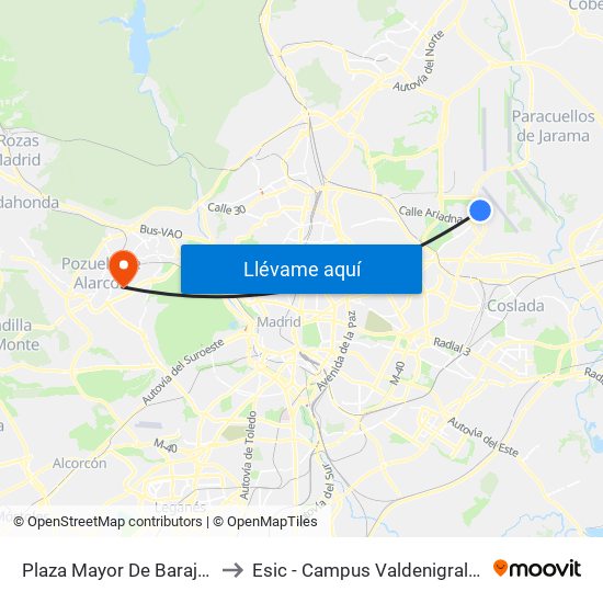 Plaza Mayor De Barajas to Esic - Campus Valdenigrales map