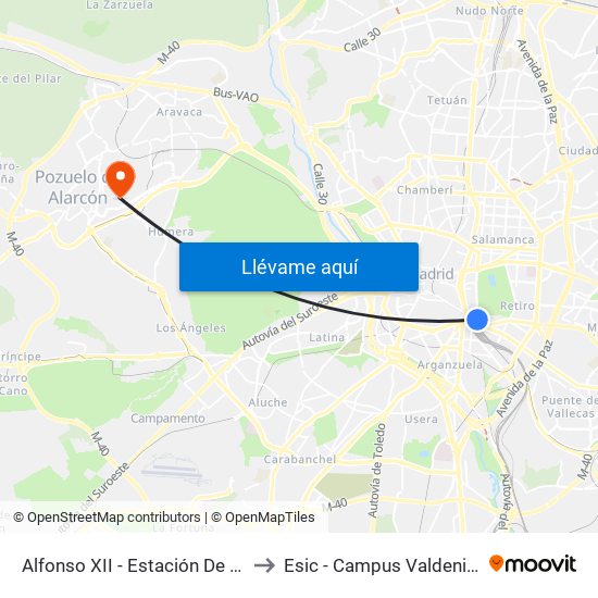 Alfonso XII - Estación De Atocha to Esic - Campus Valdenigrales map