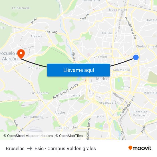 Bruselas to Esic - Campus Valdenigrales map