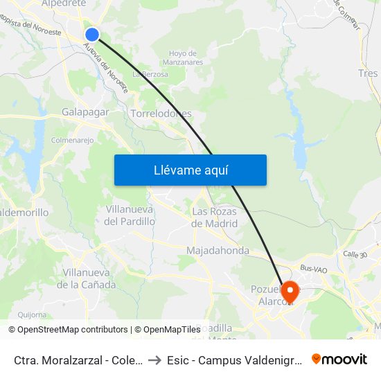 Ctra. Moralzarzal - Colegio to Esic - Campus Valdenigrales map