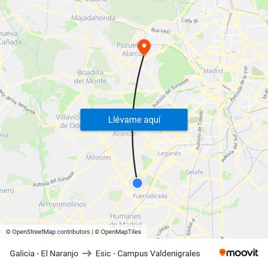 Galicia - El Naranjo to Esic - Campus Valdenigrales map