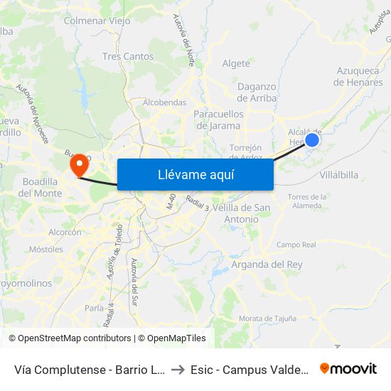 Vía Complutense - Barrio Ledesma to Esic - Campus Valdenigrales map