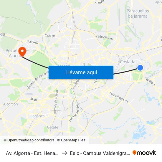 Av. Algorta - Est. Henares to Esic - Campus Valdenigrales map