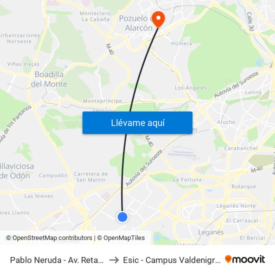 Pablo Neruda - Av. Retamas to Esic - Campus Valdenigrales map