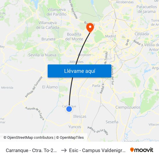 Carranque - Ctra. To-2034 to Esic - Campus Valdenigrales map