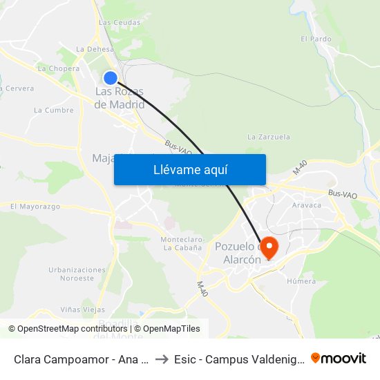 Clara Campoamor - Ana Tutor to Esic - Campus Valdenigrales map