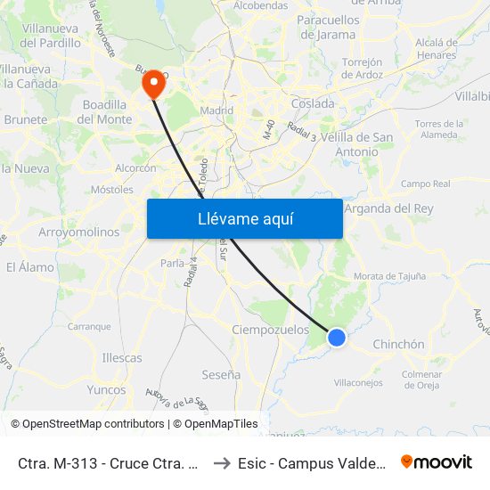 Ctra. M-313 - Cruce Ctra. Chinchón to Esic - Campus Valdenigrales map