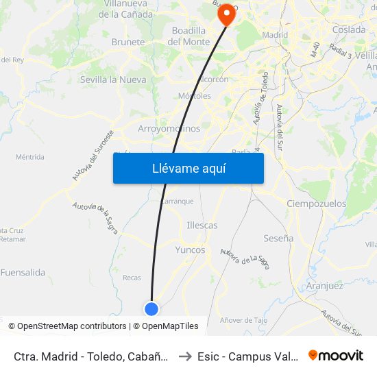 Ctra. Madrid - Toledo, Cabañas De La Sagra to Esic - Campus Valdenigrales map