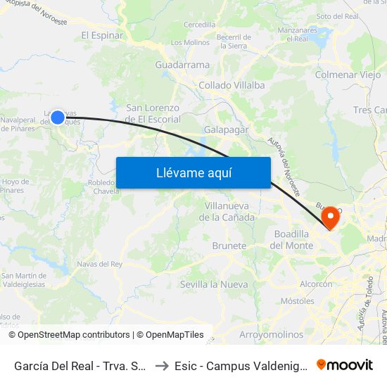 García Del Real - Trva. Sauco to Esic - Campus Valdenigrales map