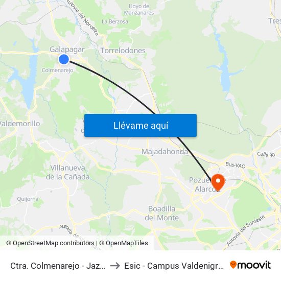 Ctra. Colmenarejo - Jazmín to Esic - Campus Valdenigrales map