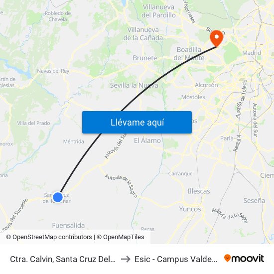 Ctra. Calvin, Santa Cruz Del Retamar to Esic - Campus Valdenigrales map