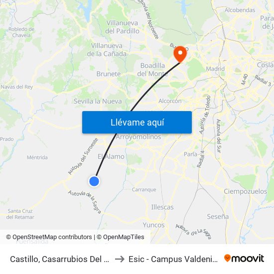 Castillo, Casarrubios Del Monte to Esic - Campus Valdenigrales map