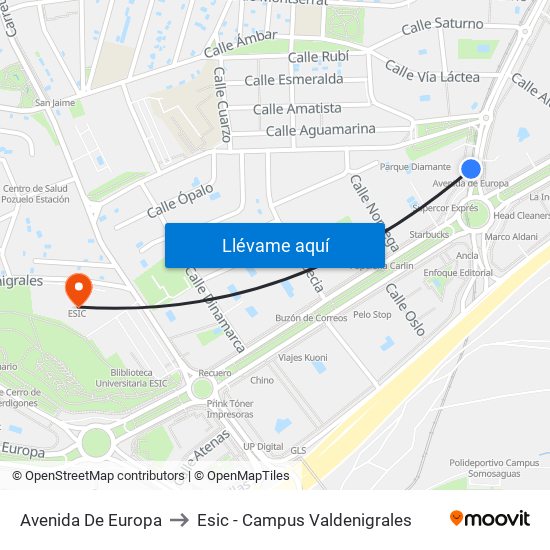 Avenida De Europa to Esic - Campus Valdenigrales map