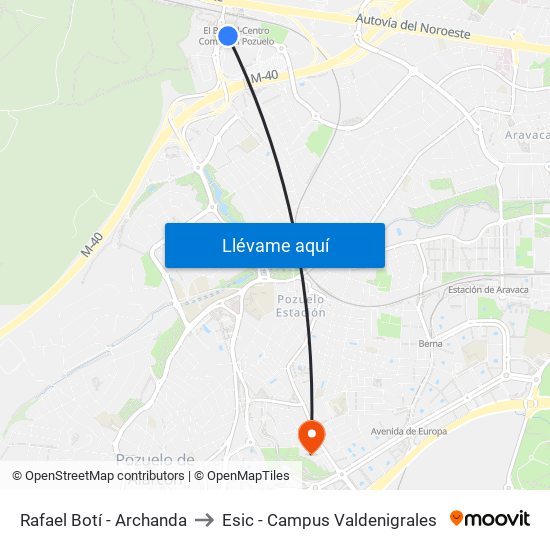 Rafael Botí - Archanda to Esic - Campus Valdenigrales map