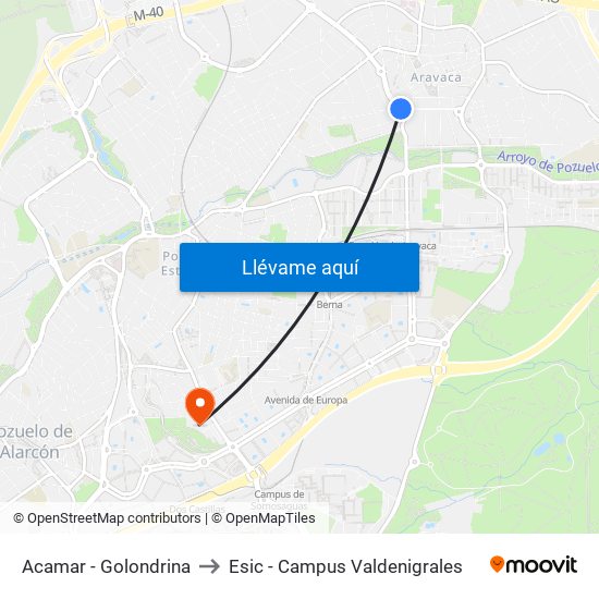 Acamar - Golondrina to Esic - Campus Valdenigrales map