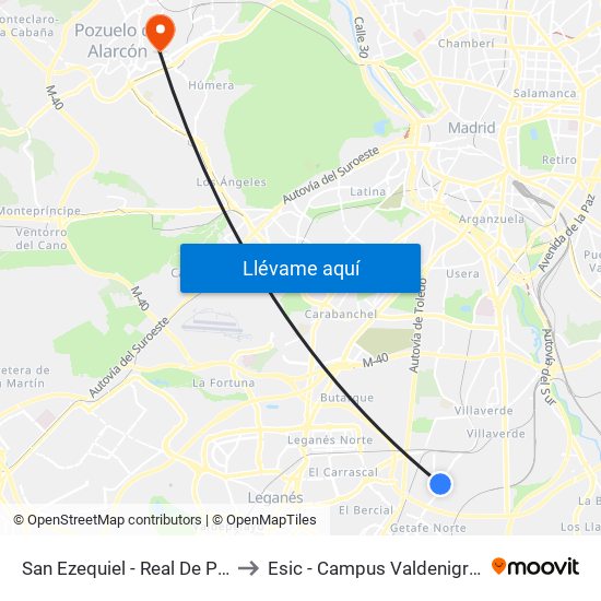 San Ezequiel - Real De Pinto to Esic - Campus Valdenigrales map