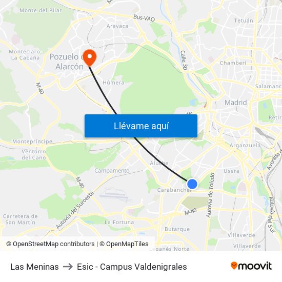Las Meninas to Esic - Campus Valdenigrales map