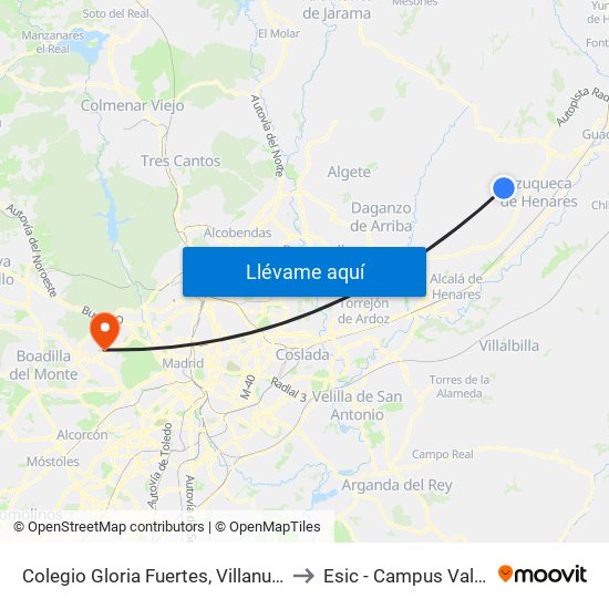 Colegio Gloria Fuertes, Villanueva De La Torre to Esic - Campus Valdenigrales map