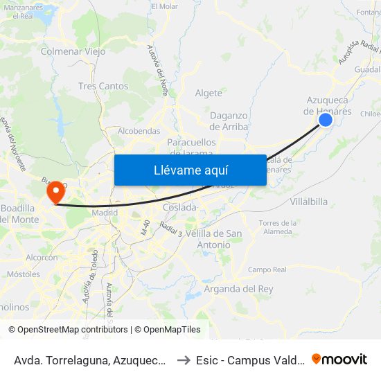 Avda. Torrelaguna, Azuqueca De Henares to Esic - Campus Valdenigrales map