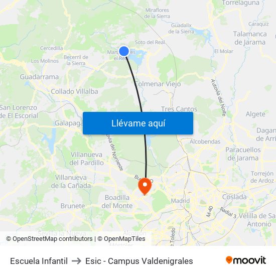 Escuela Infantil to Esic - Campus Valdenigrales map