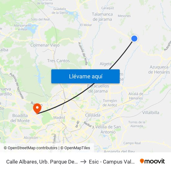 Calle Albares, Urb. Parque De Las Castillas to Esic - Campus Valdenigrales map