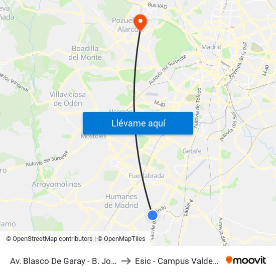 Av. Blasco De Garay - B. John Deere to Esic - Campus Valdenigrales map