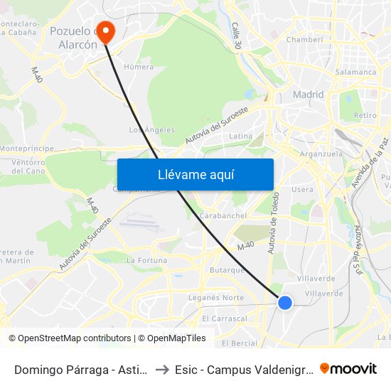 Domingo Párraga - Astillero to Esic - Campus Valdenigrales map