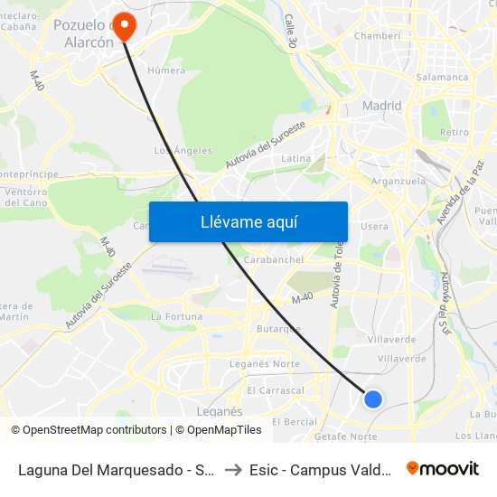 Laguna Del Marquesado - San Erasmo to Esic - Campus Valdenigrales map