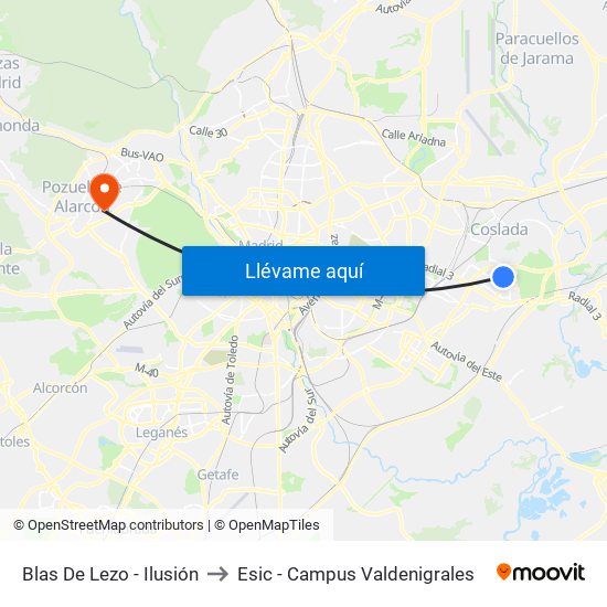Blas De Lezo - Ilusión to Esic - Campus Valdenigrales map