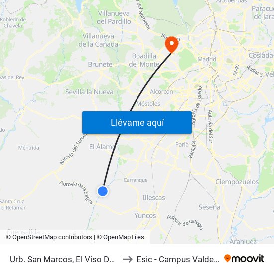 Urb. San Marcos, El Viso De San Juan to Esic - Campus Valdenigrales map