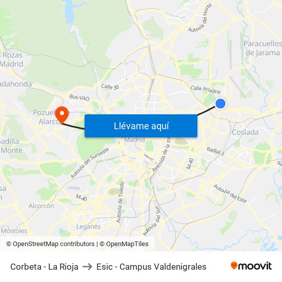 Corbeta - La Rioja to Esic - Campus Valdenigrales map
