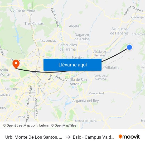 Urb. Monte De Los Santos, Chiloeches to Esic - Campus Valdenigrales map
