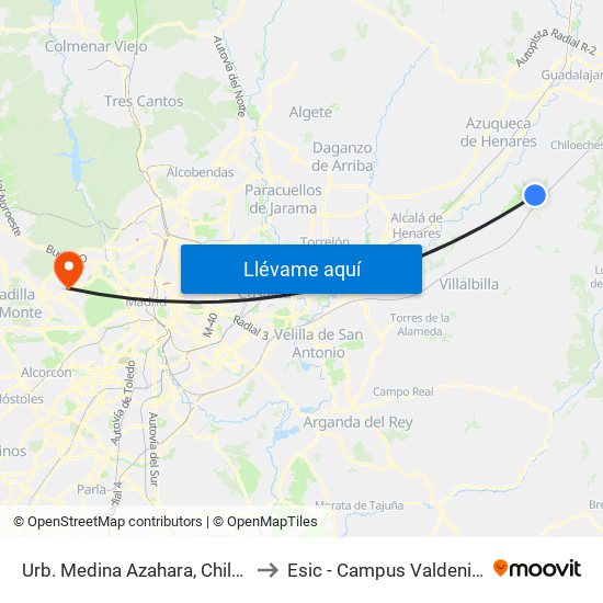 Urb. Medina Azahara, Chiloeches to Esic - Campus Valdenigrales map