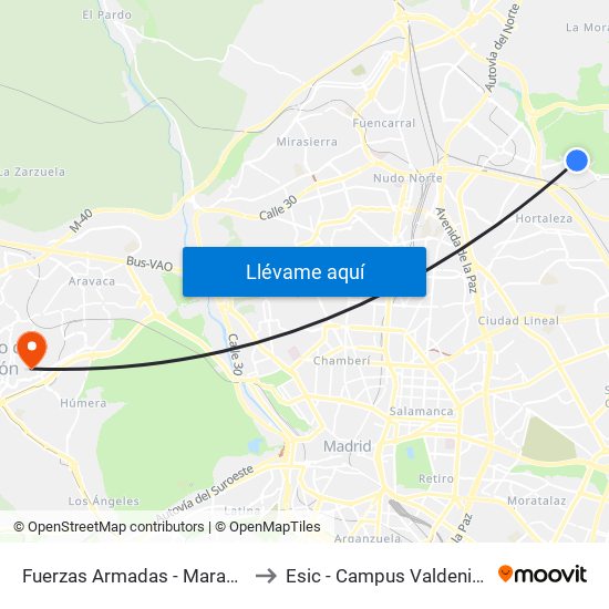 Fuerzas Armadas - Maragatería to Esic - Campus Valdenigrales map