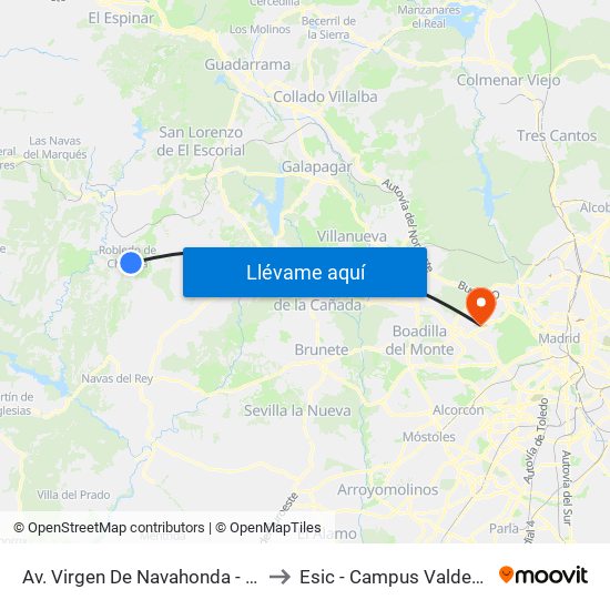 Av. Virgen De Navahonda - Canopus to Esic - Campus Valdenigrales map