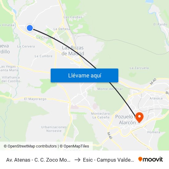 Av. Atenas - C. C. Zoco Monterrozas to Esic - Campus Valdenigrales map
