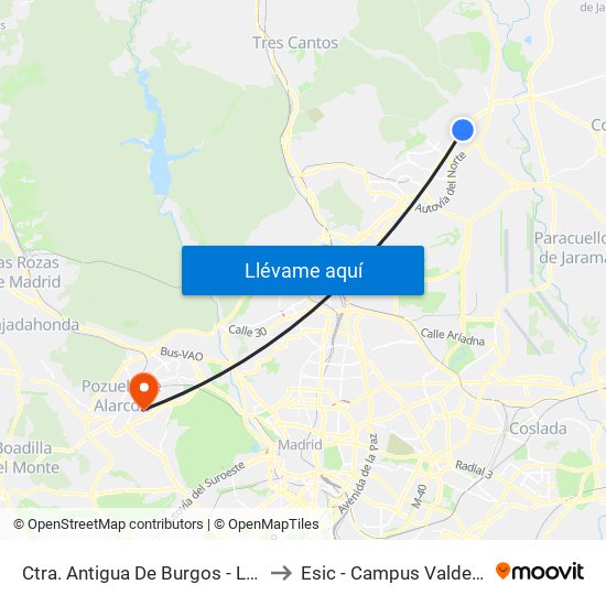 Ctra. Antigua De Burgos - La Granjilla to Esic - Campus Valdenigrales map