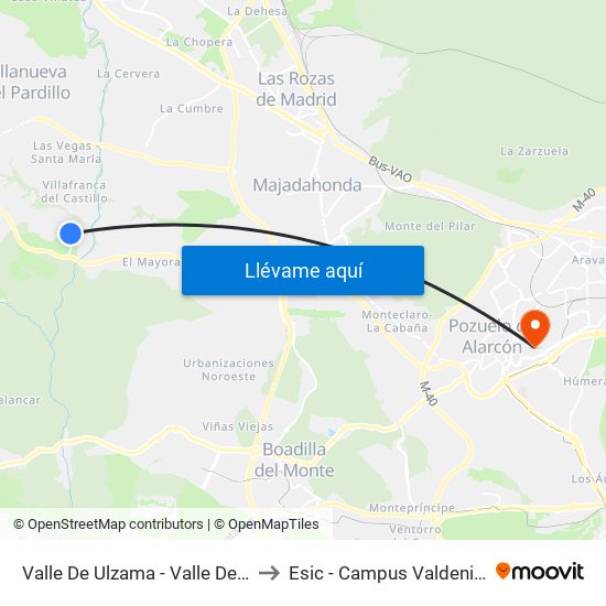 Valle De Ulzama - Valle Del Tiétar to Esic - Campus Valdenigrales map