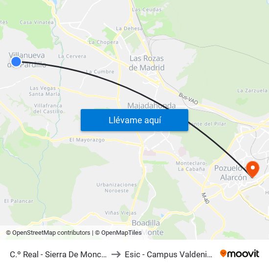 C.º Real - Sierra De Moncalvillo to Esic - Campus Valdenigrales map