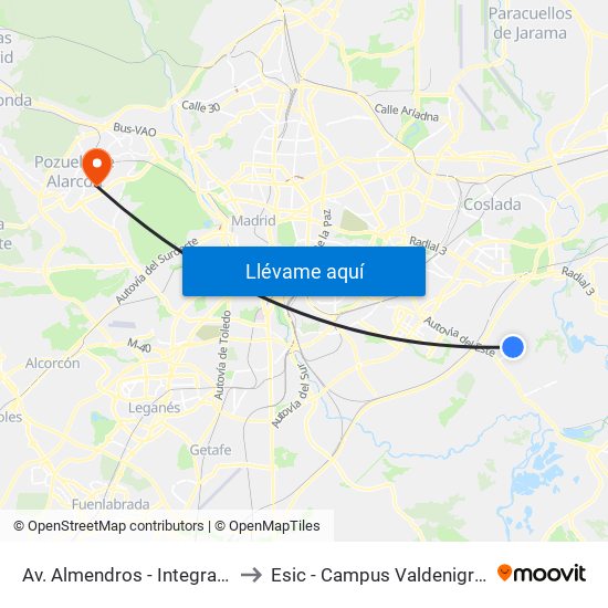 Av. Almendros - Integración to Esic - Campus Valdenigrales map